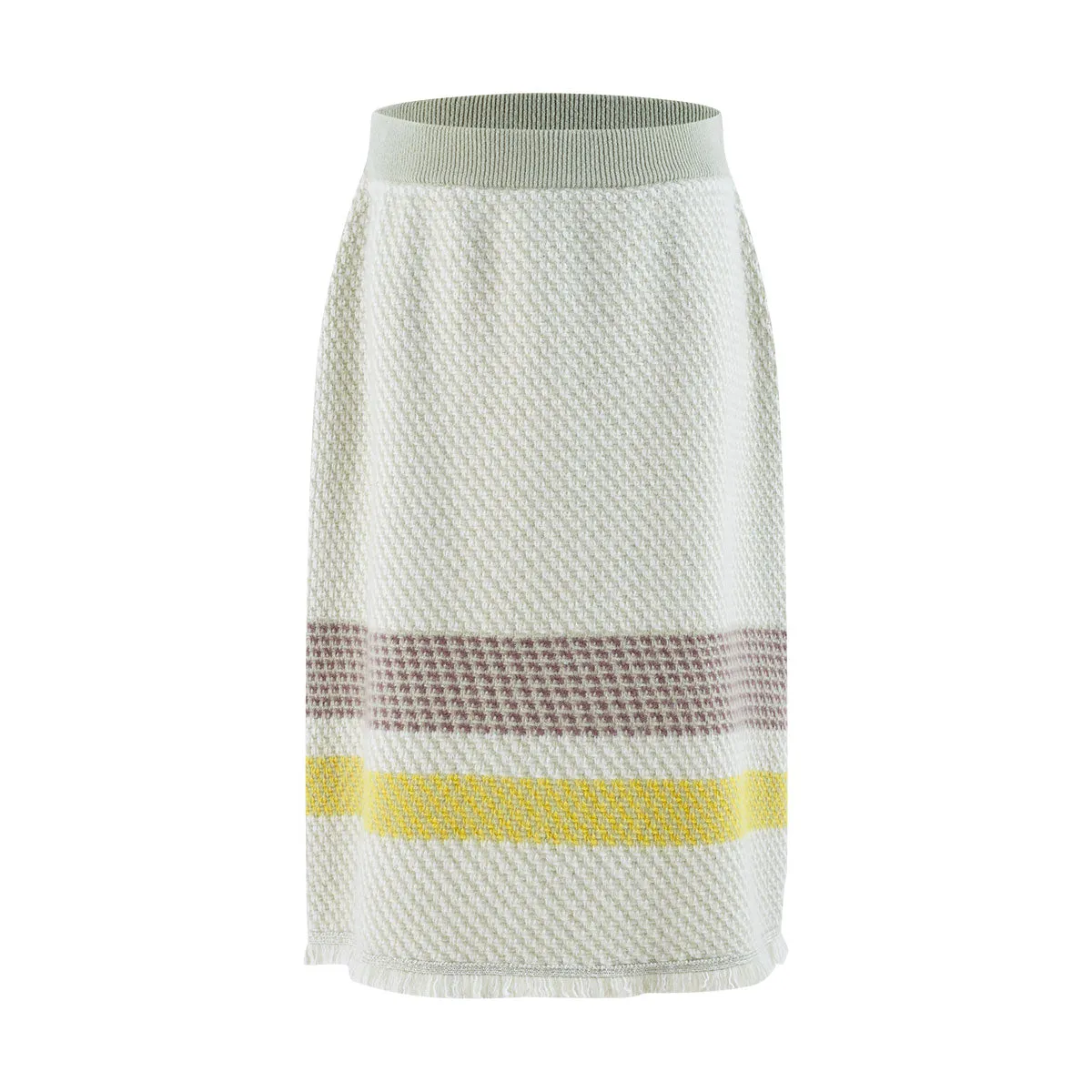 100% Cashmere Womens Striped Knitted Skirt