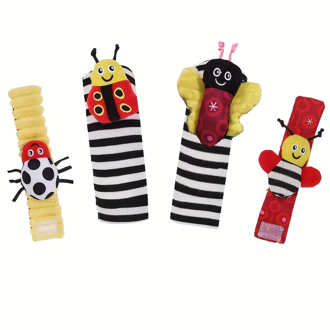 Adorable Baby Wrist Rattles and Sock Toys Set