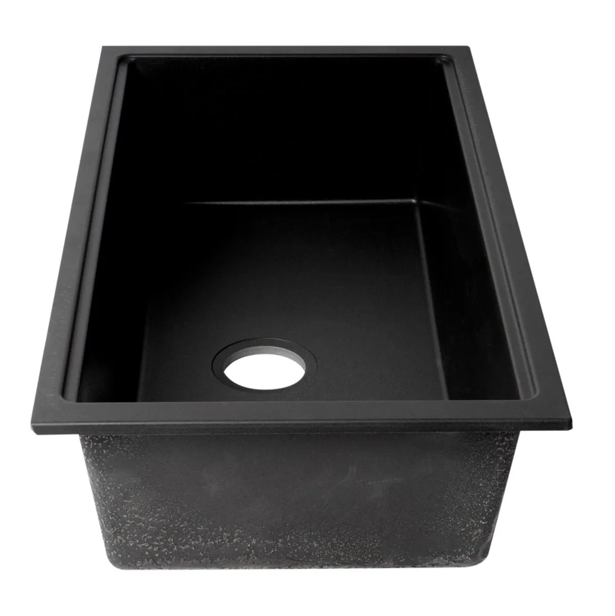 ALFI brand - Black 33" Granite Composite Workstation Step Rim Single Bowl Undermount Sink with Accessories - AB3418SBUM-BLA