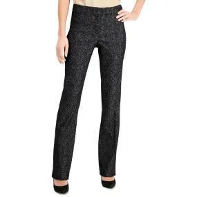 Anne Klein Womens Metallic Mid-Rise Flared Pants