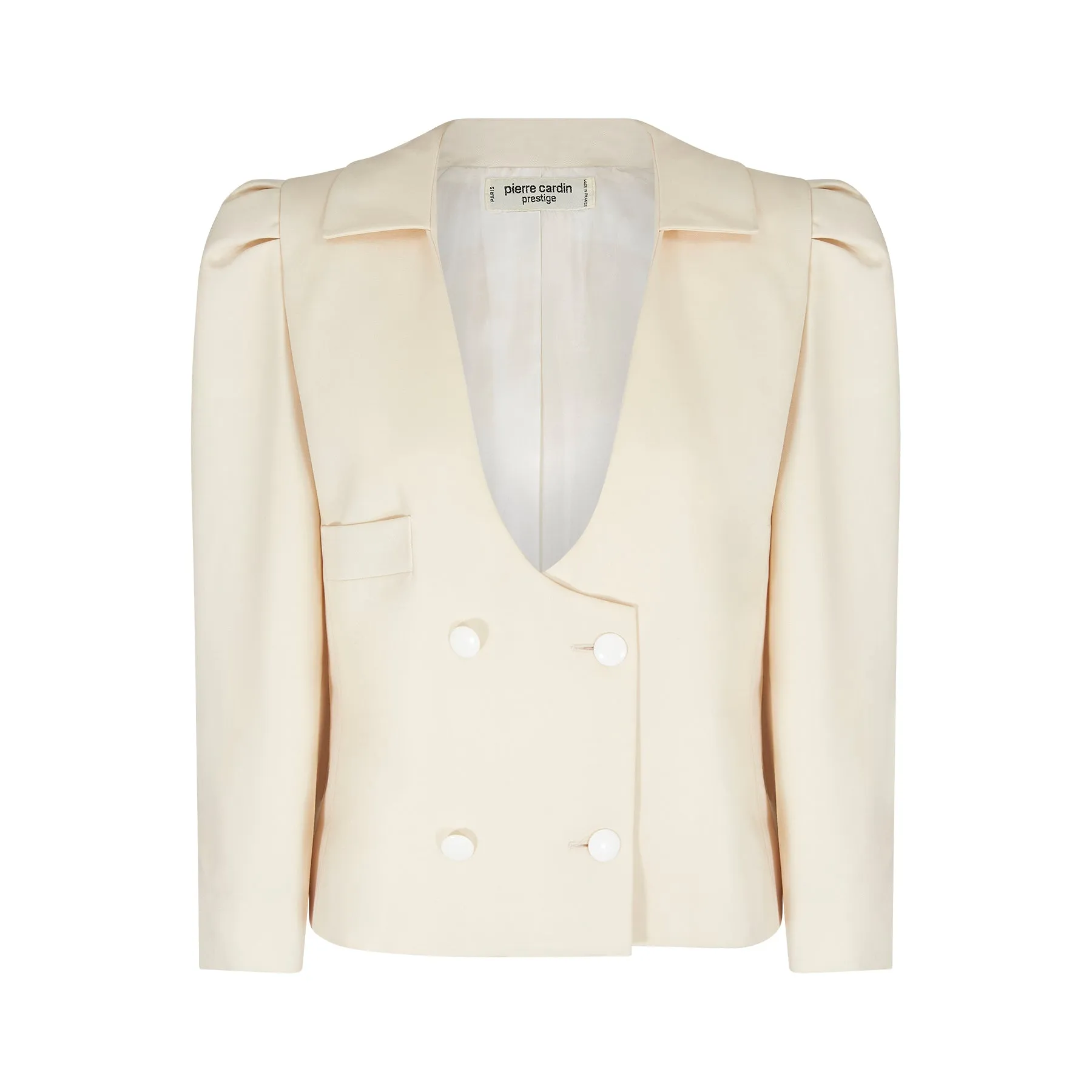 ARCHIVE - 1990s Pierre Cardin Prestige Cream Double Breasted Skirt Suit