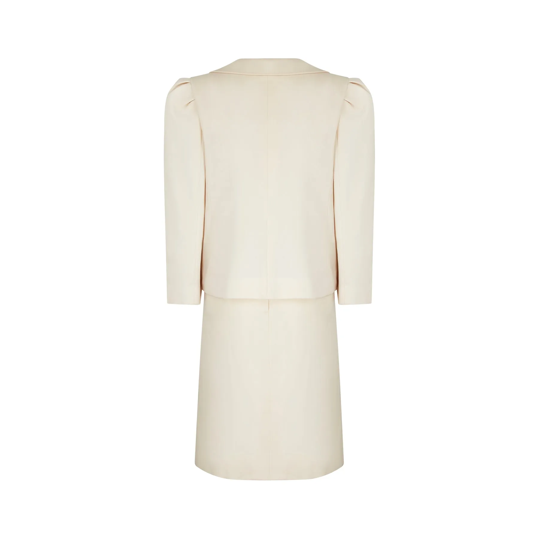 ARCHIVE - 1990s Pierre Cardin Prestige Cream Double Breasted Skirt Suit