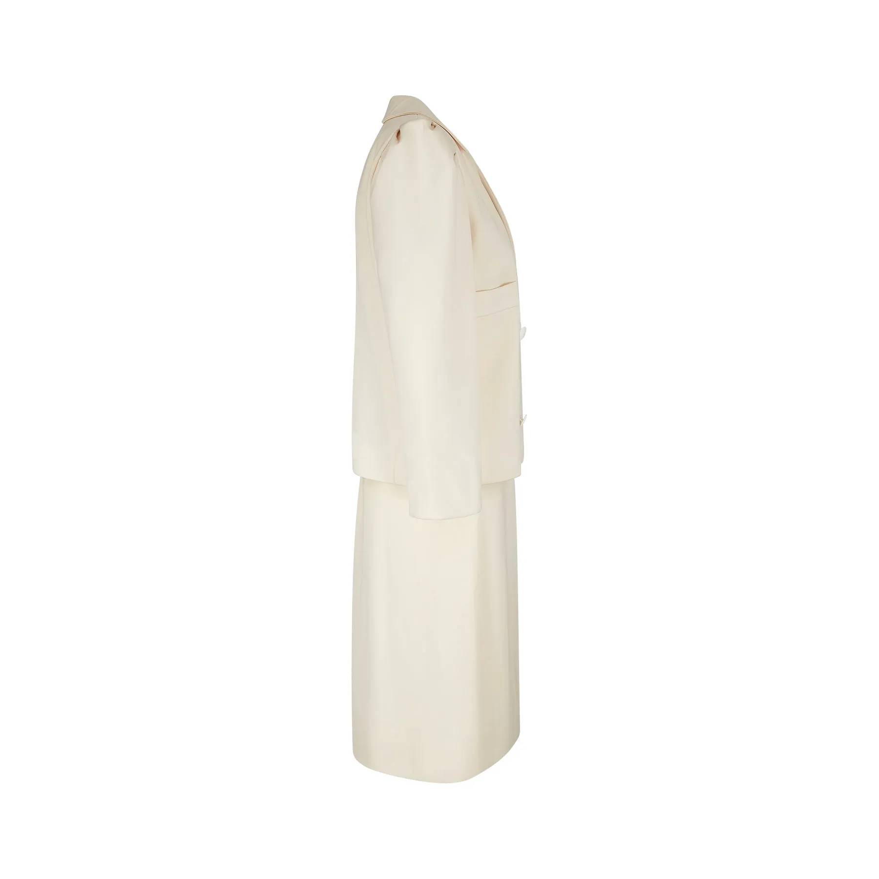 ARCHIVE - 1990s Pierre Cardin Prestige Cream Double Breasted Skirt Suit