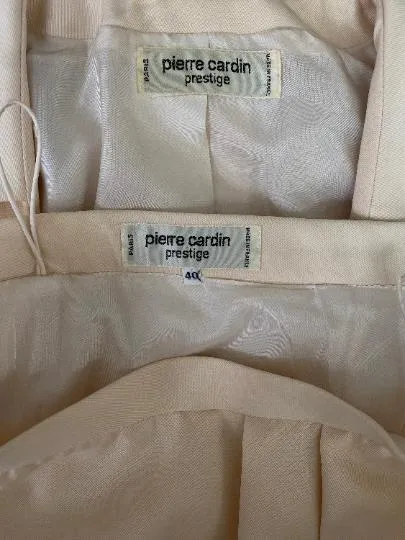 ARCHIVE - 1990s Pierre Cardin Prestige Cream Double Breasted Skirt Suit