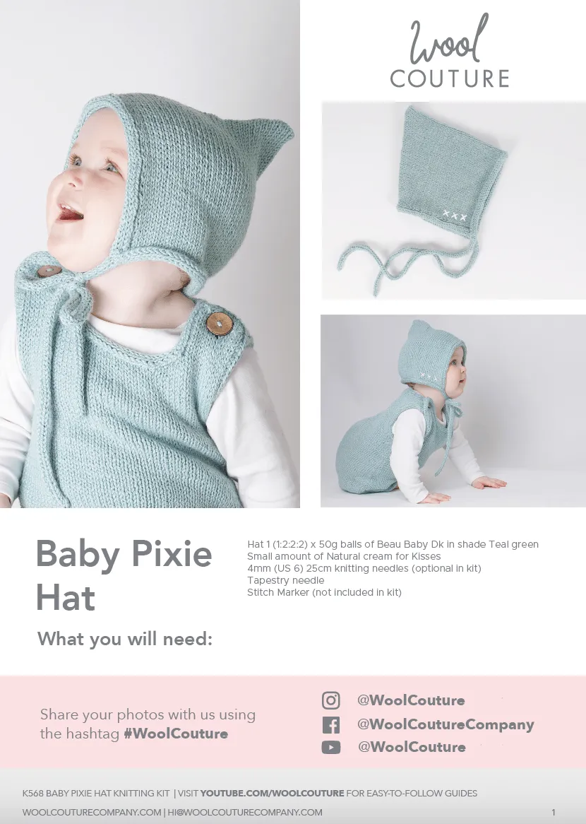 Baby Knitting PDF Pattern - Pixie Hat