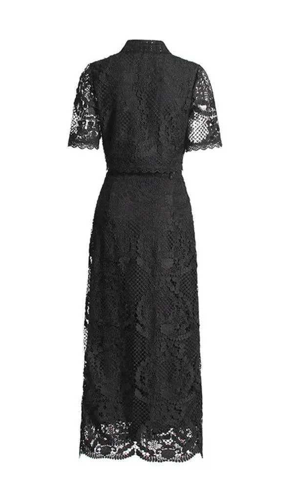 Bailey Collar Embroidery Midi Skirt Set
