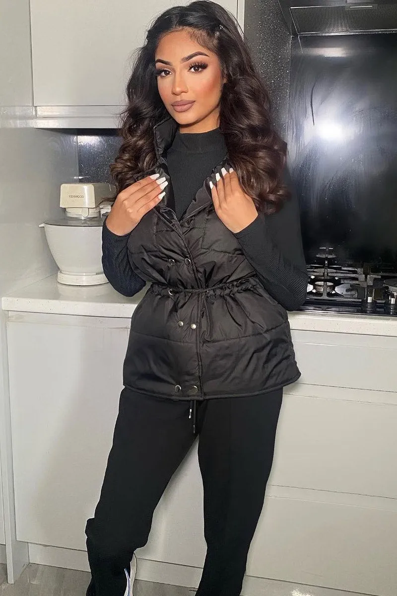 Black Front Pocket Padded Gilet - Carleigh