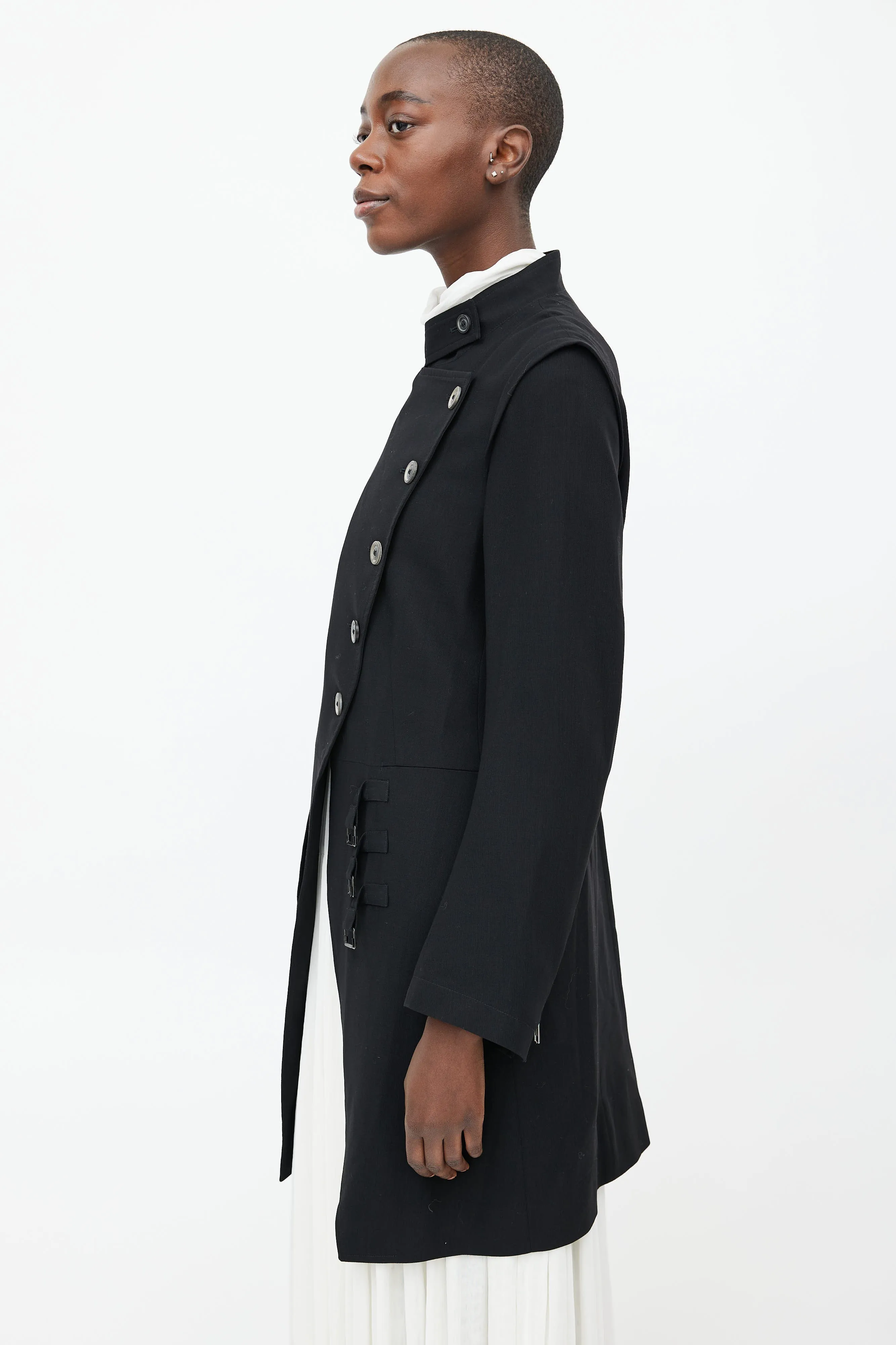 Black Wool Buckle Jacket