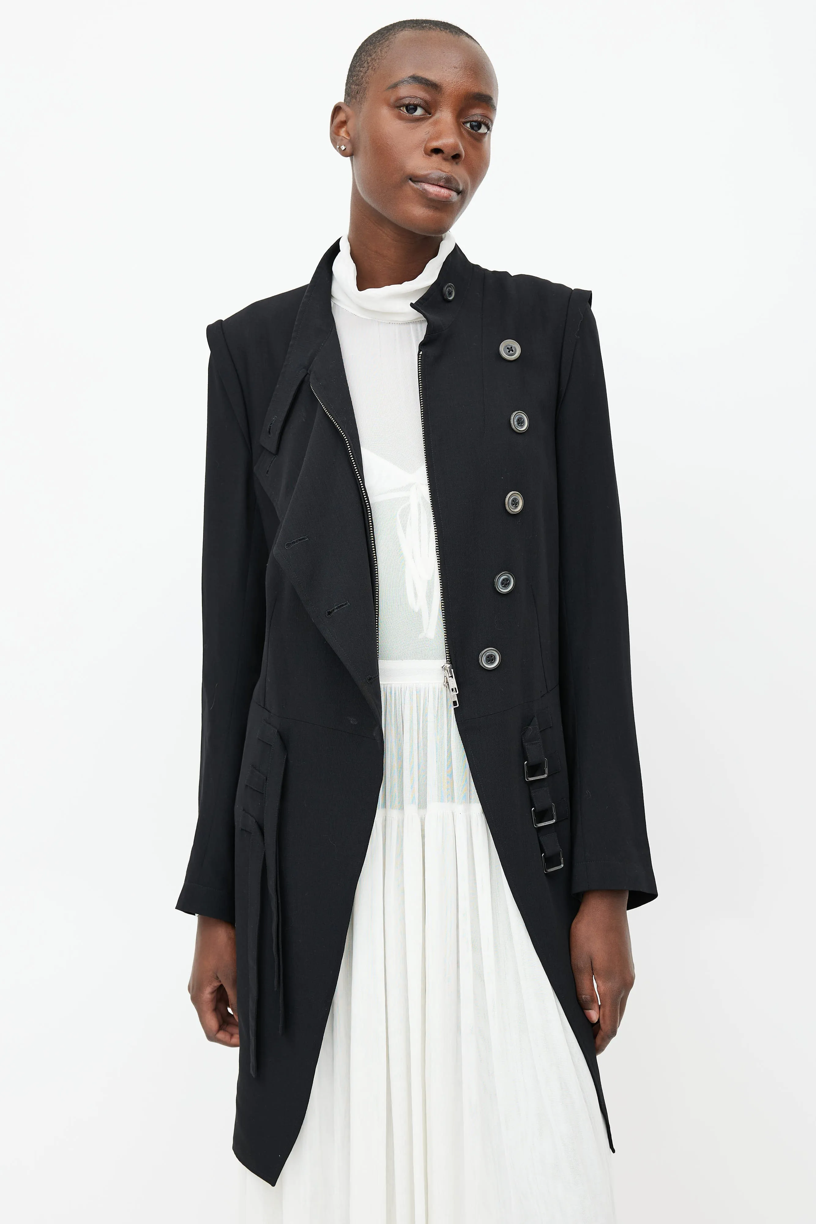 Black Wool Buckle Jacket