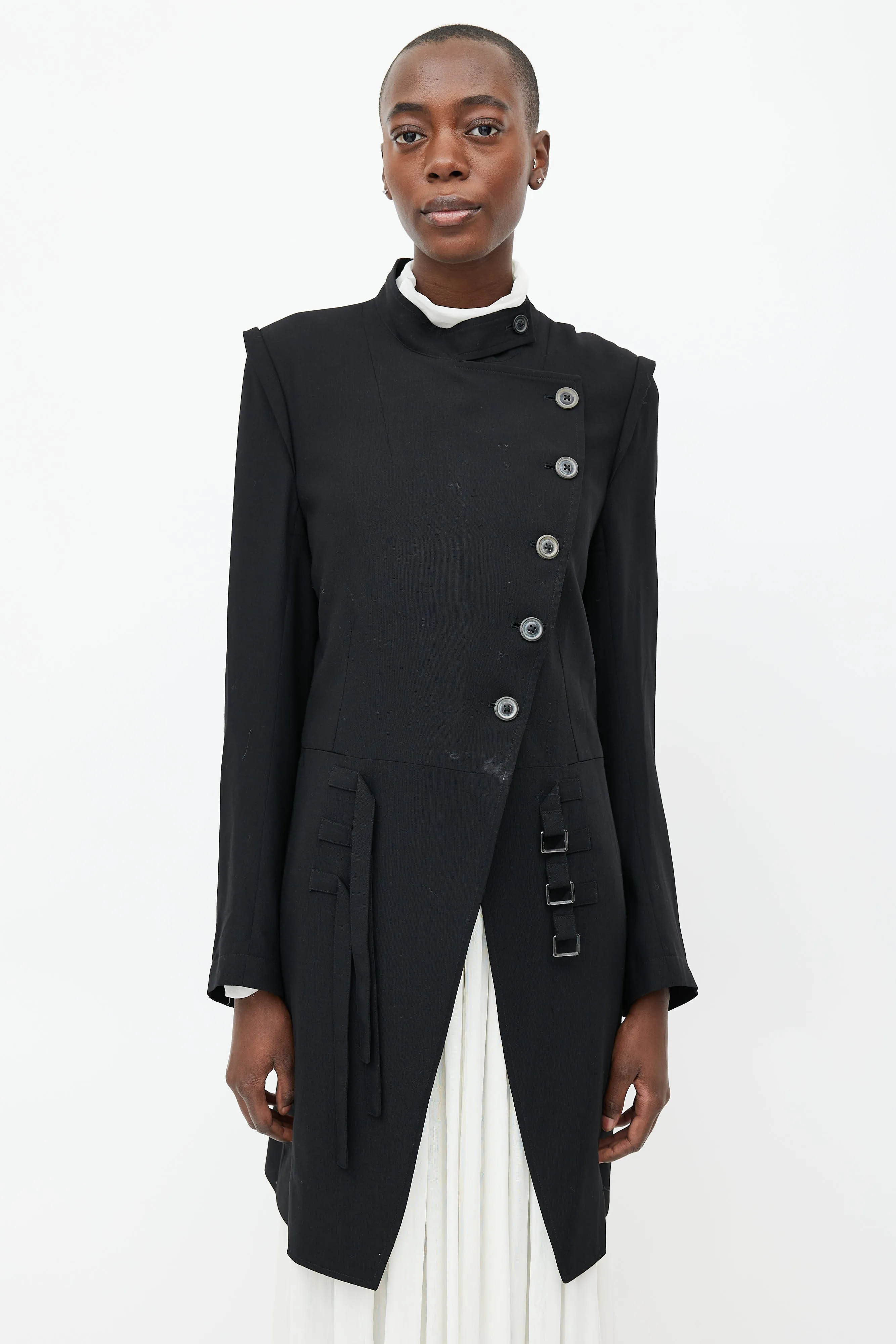 Black Wool Buckle Jacket