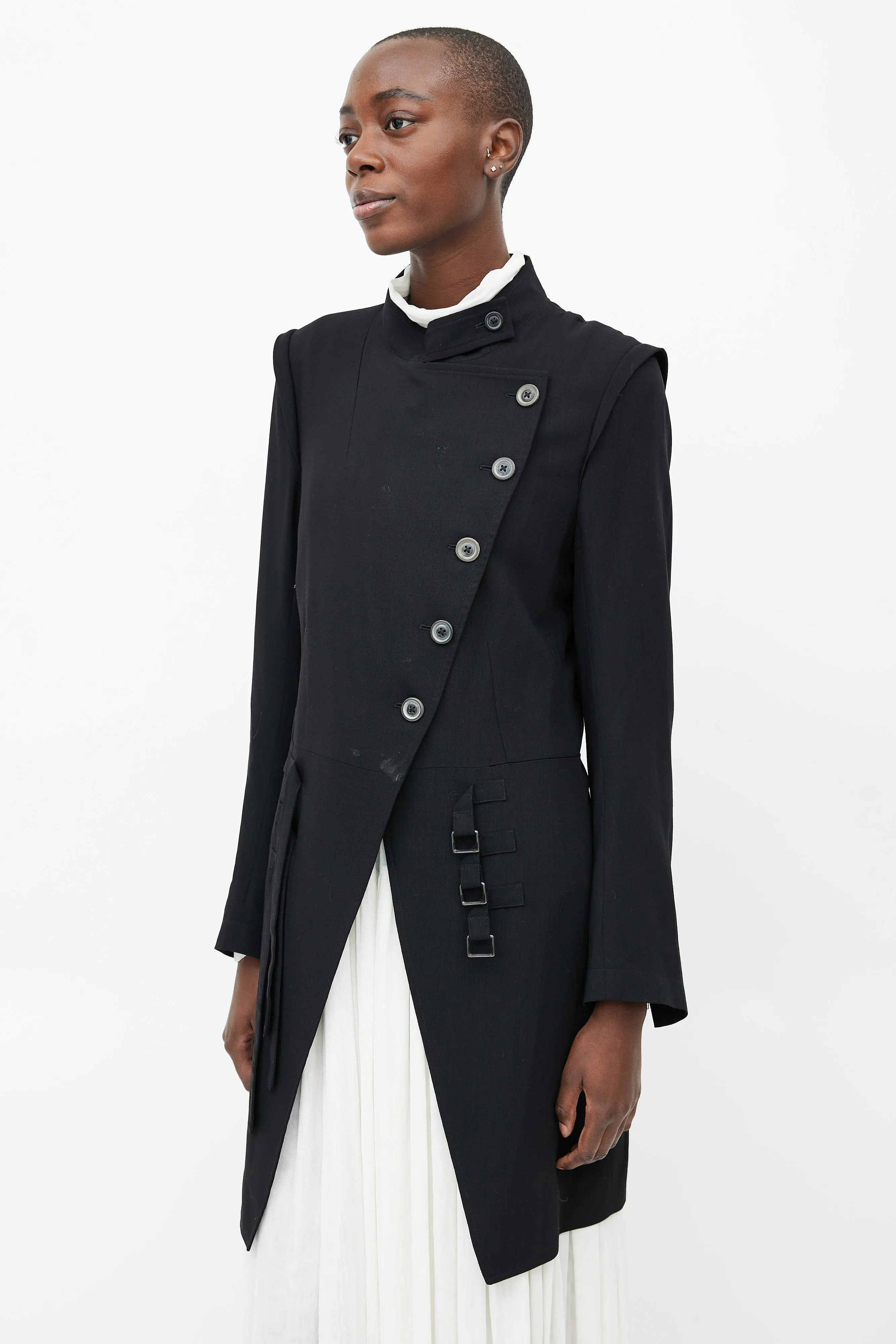 Black Wool Buckle Jacket