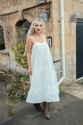 Clover Midi Dress in Salt White