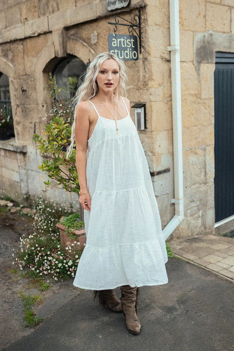 Clover Midi Dress in Salt White