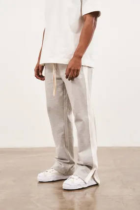EMBLEM SIDE PANEL SPLIT HEM JOGGERS - GREY MARL