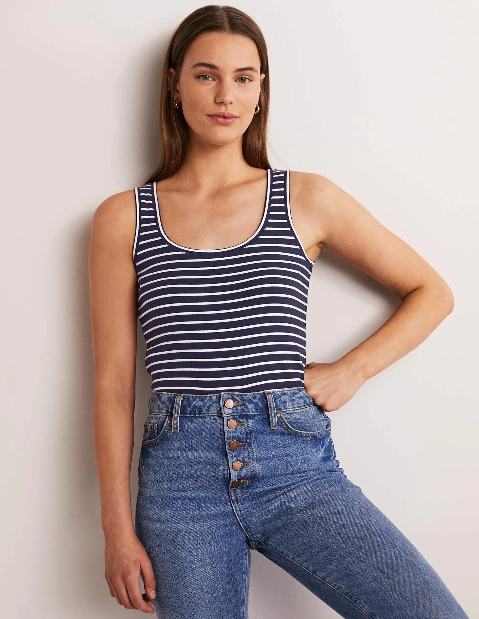 Essential Vest-Navy / Ivory Stripe