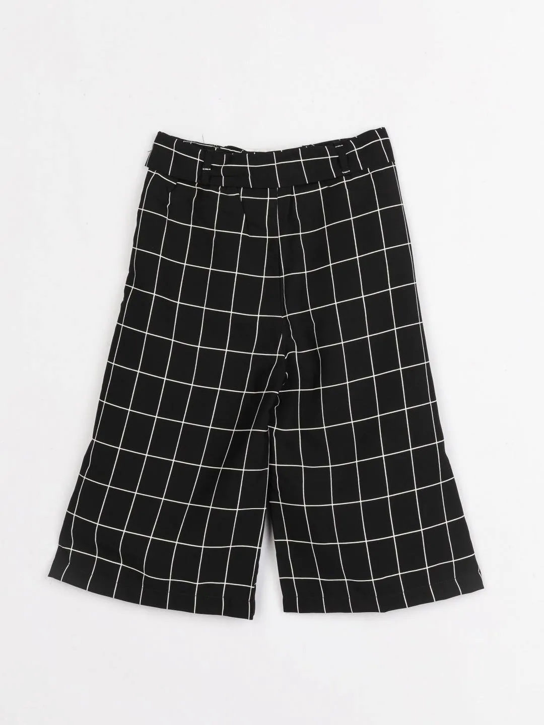Girls Black Printed Culottes With Belt 12557