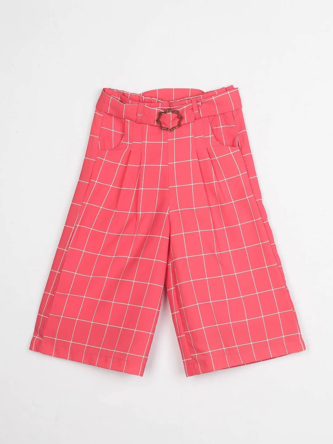 Girls Black Printed Culottes With Belt 12557