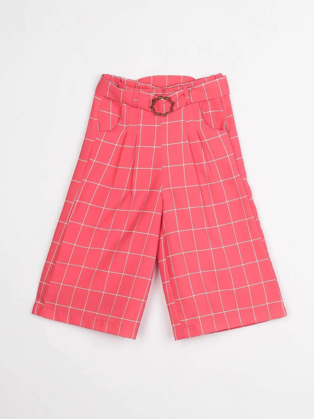 Girls Black Printed Culottes With Belt 12557