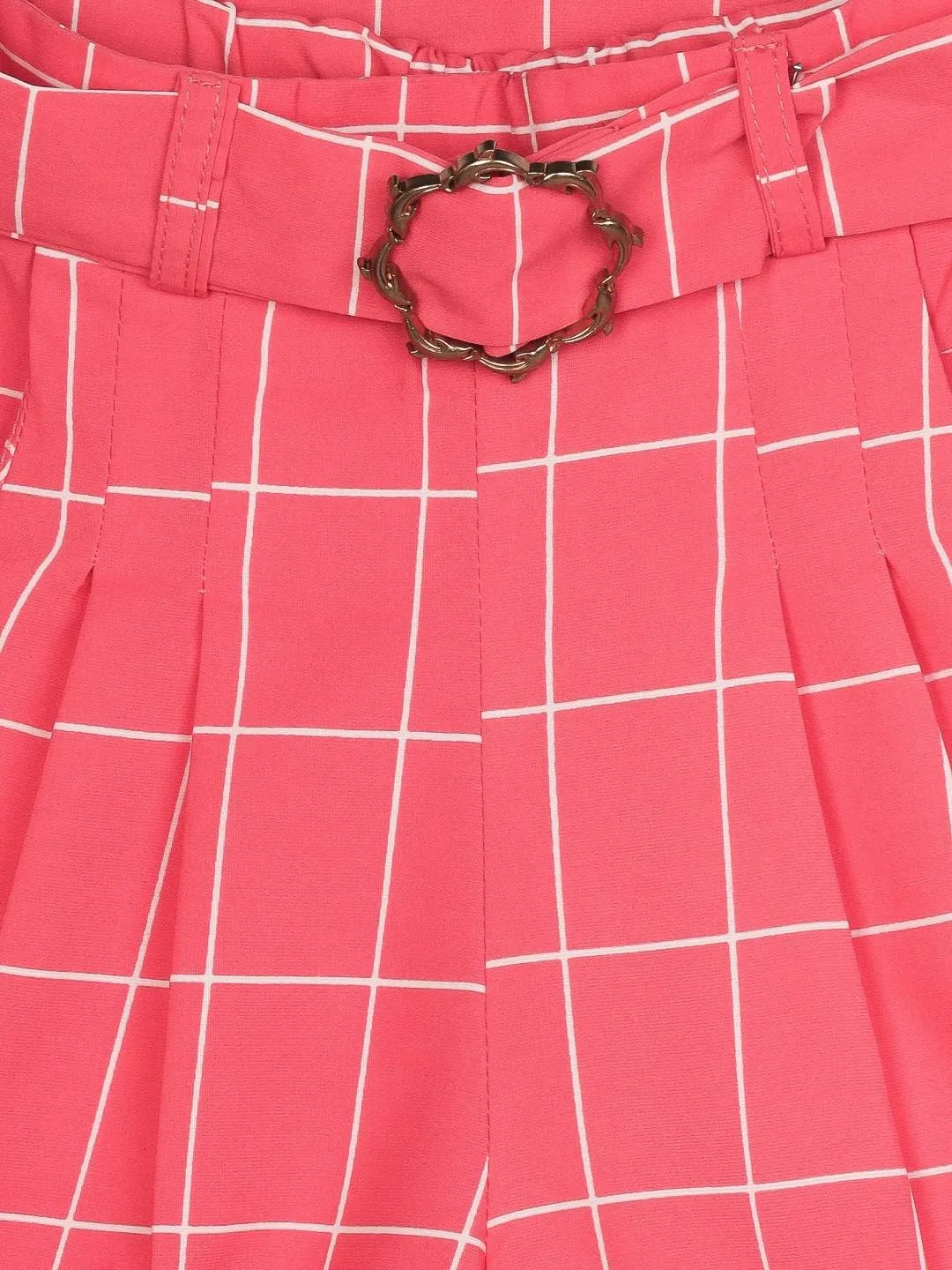 Girls Black Printed Culottes With Belt 12557