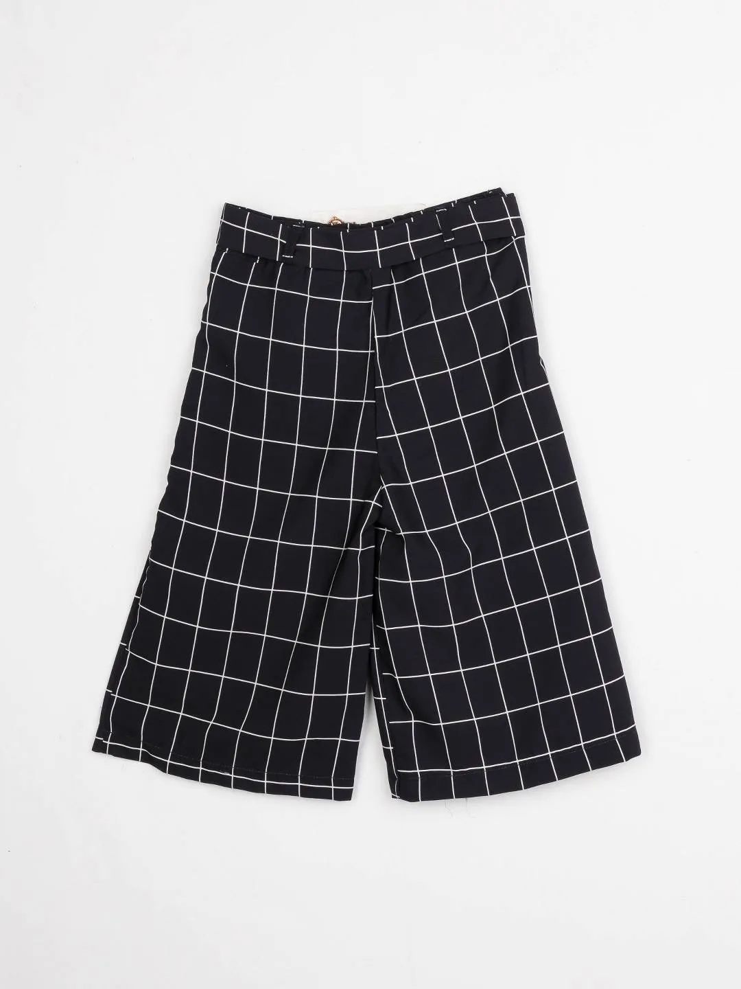 Girls Black Printed Culottes With Belt 12557