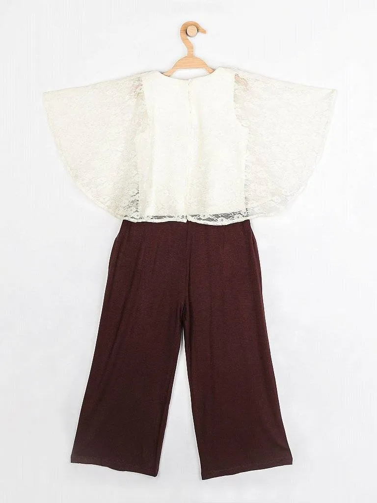 Girls Brown Regular Culottes Top Set 12793