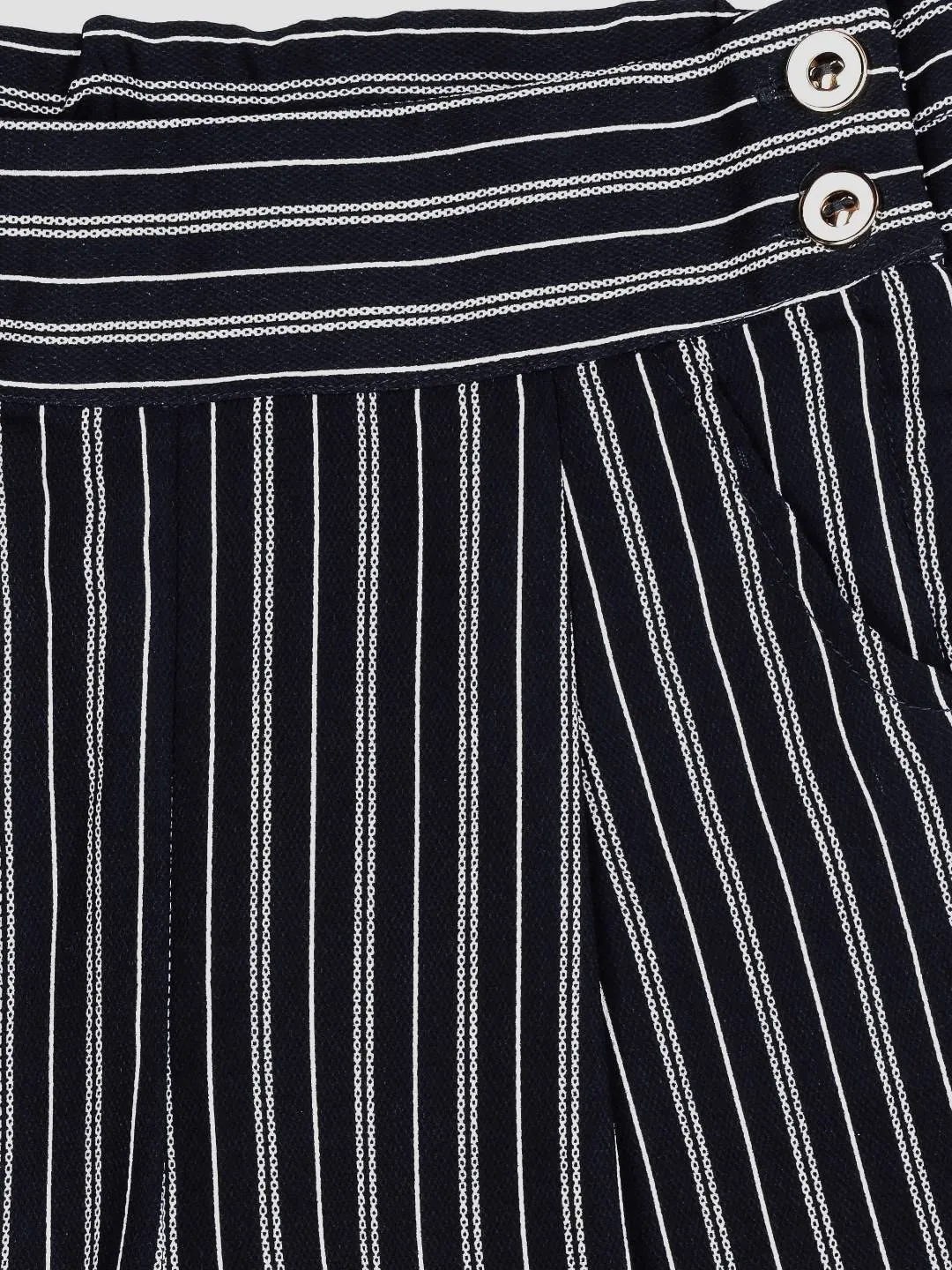 Girls Navy Blue Printed Cullottes 12753