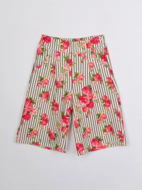 Girls Red Printed Cullotes 12951