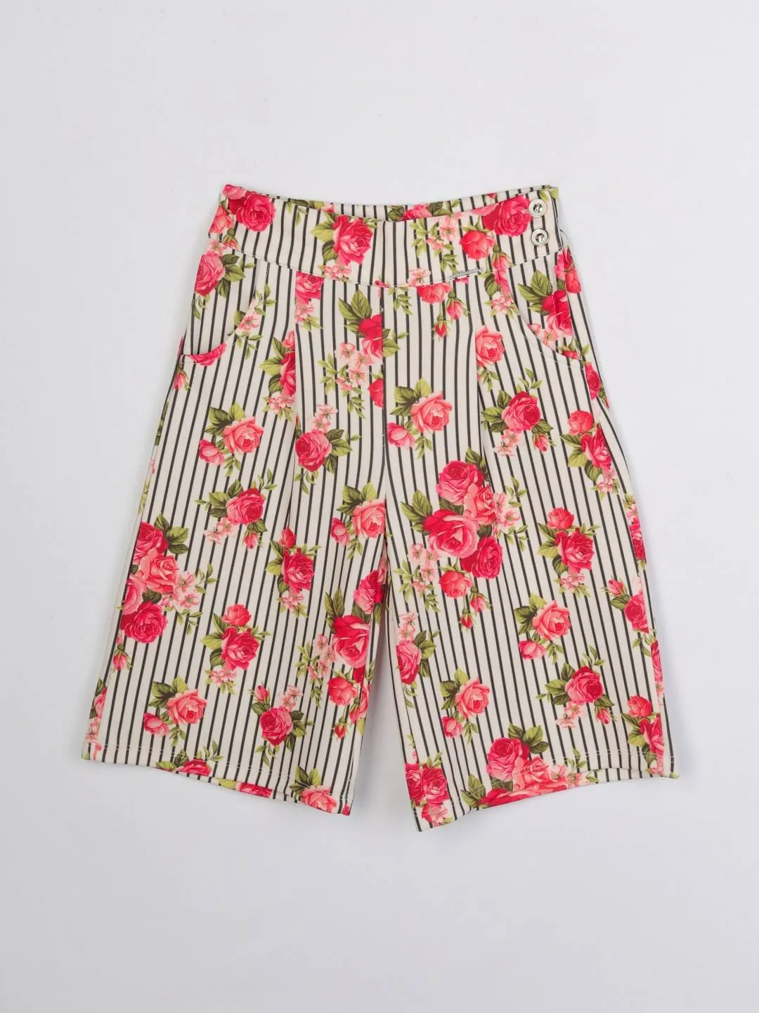 Girls Red Printed Cullotes 12951