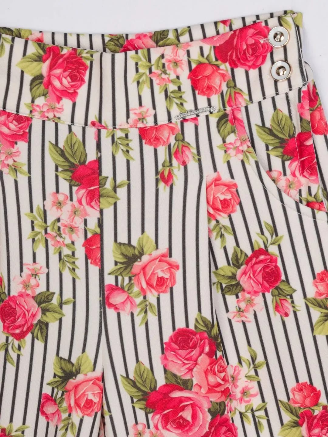 Girls Red Printed Cullotes 12951
