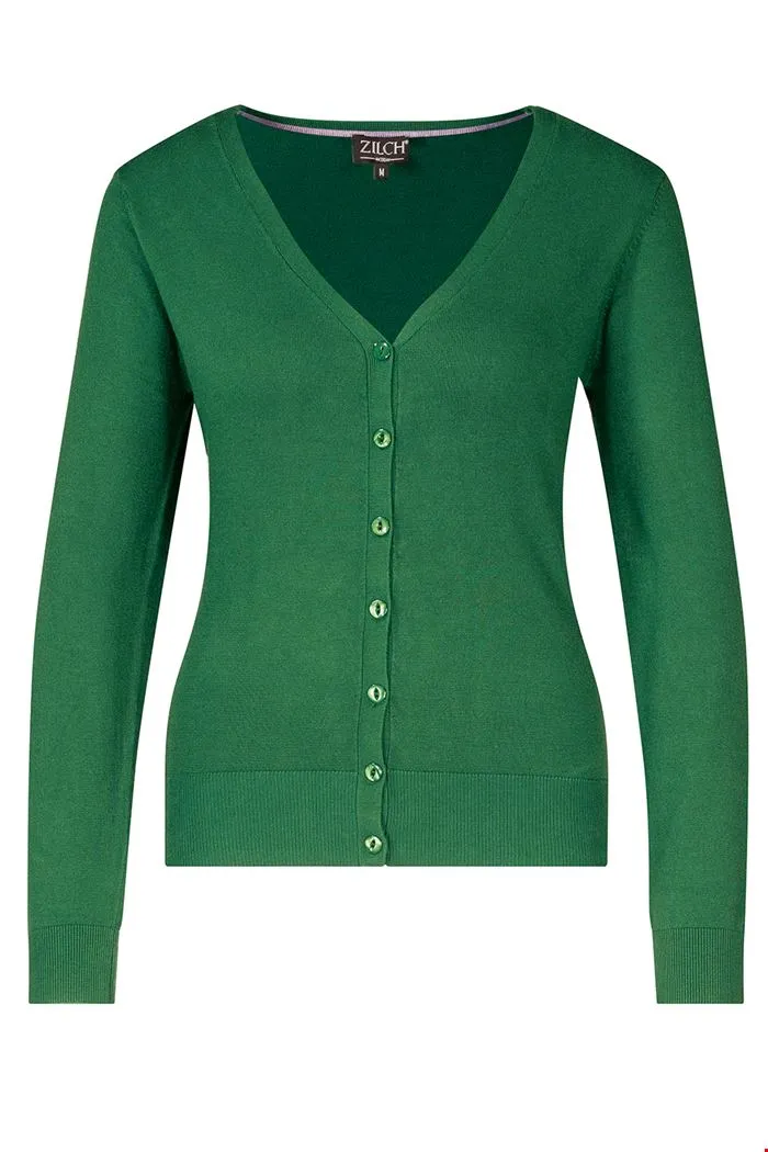 Groen vest van bamboe | Zilch cardigan v-neck bottle