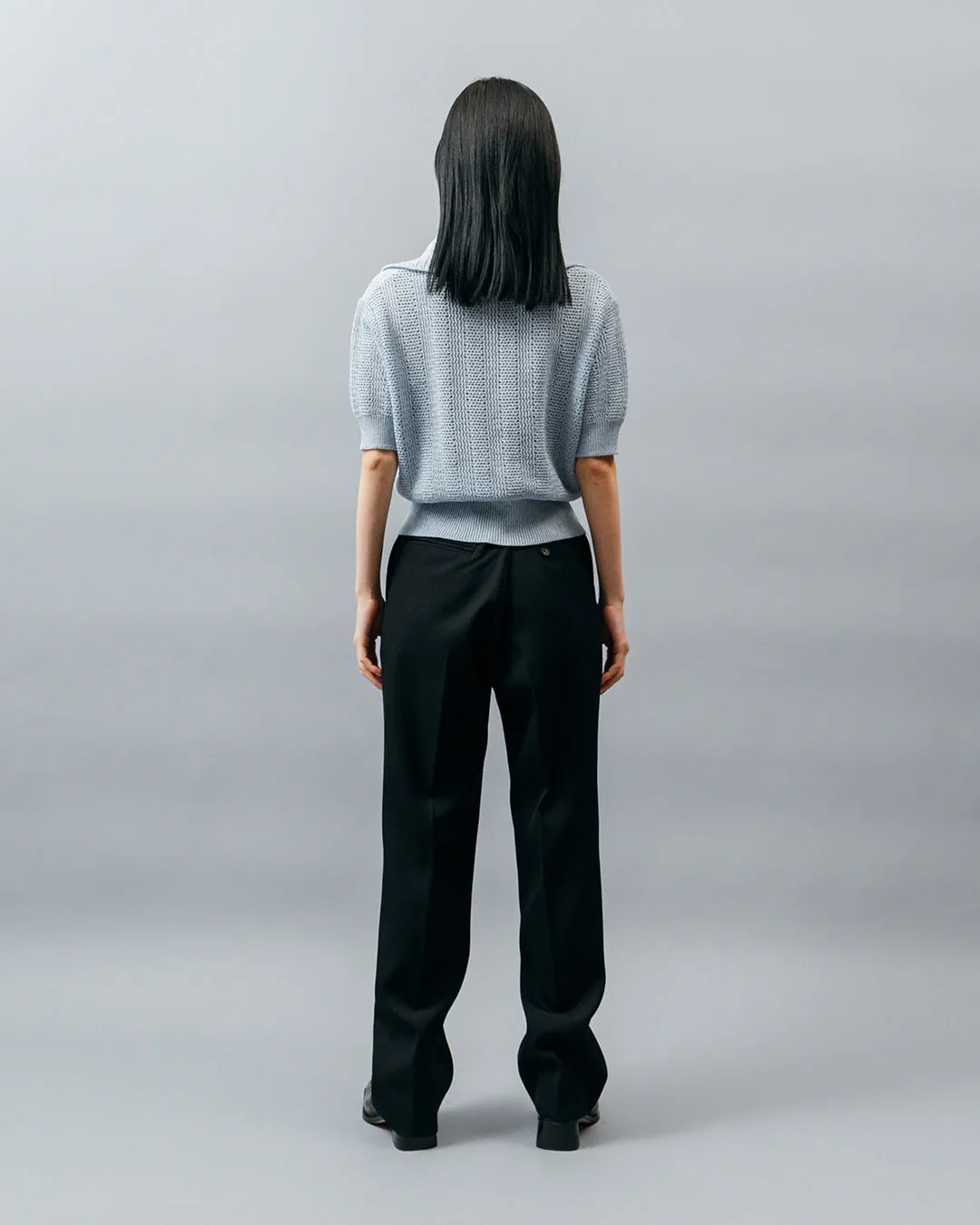 HALF SLEEVE KNIT POLO SHIRT .09【ICE.BLUE】