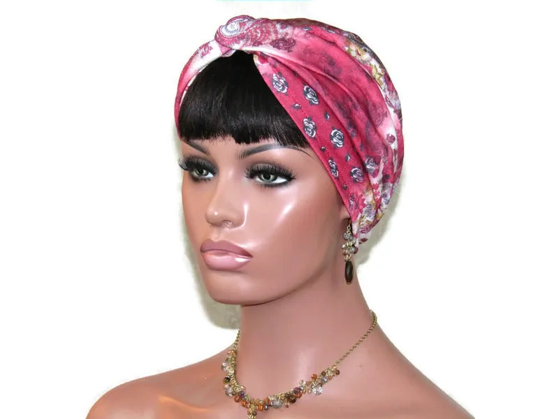 Handmade Red Twist Turban, Crinkled Rayon