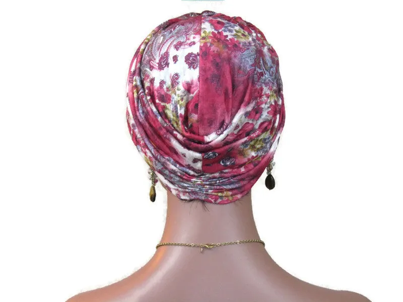 Handmade Red Twist Turban, Crinkled Rayon