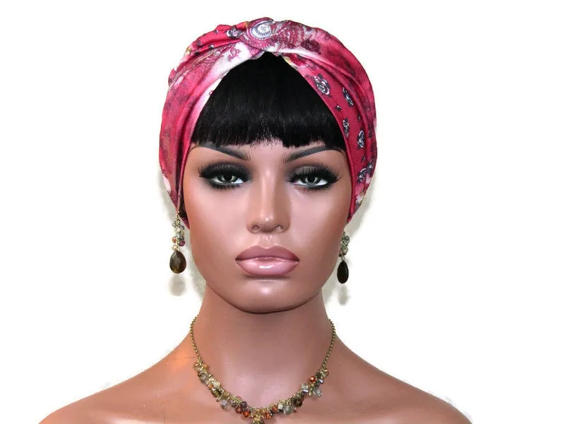 Handmade Red Twist Turban, Crinkled Rayon