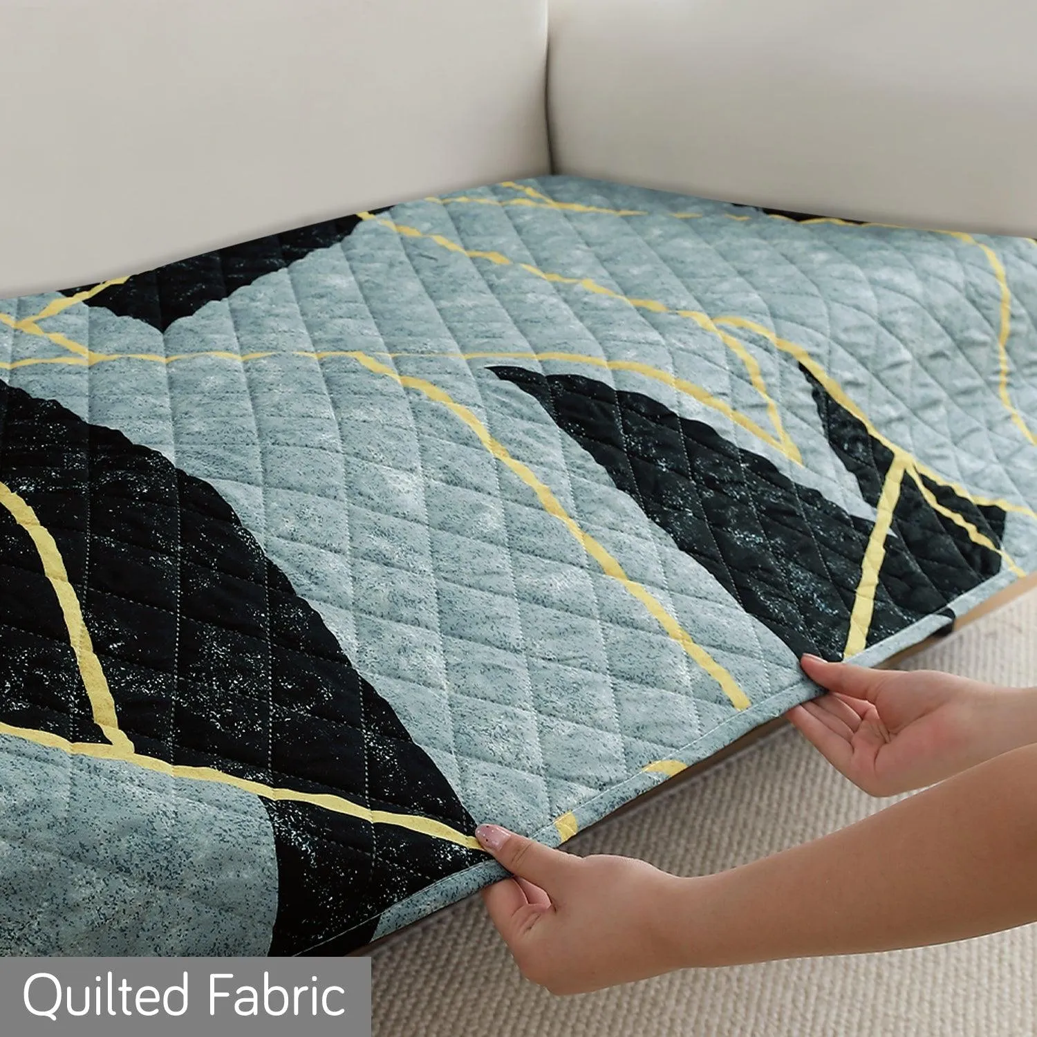 HOKIPO Water Repellent Sofa Seat Mat for 1/2/3 Seater - Multicolor Abstract Geometry