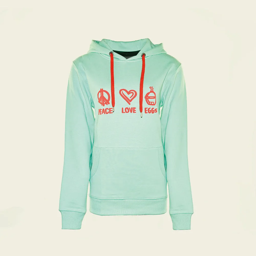Hoodie - Peace, Love, EGGs - Mintgroen