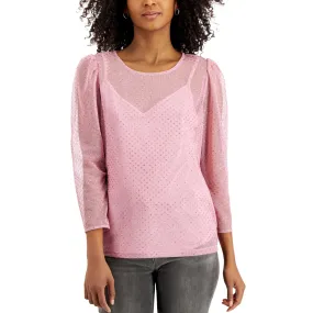 INC - Glitter-Dot Mesh Top