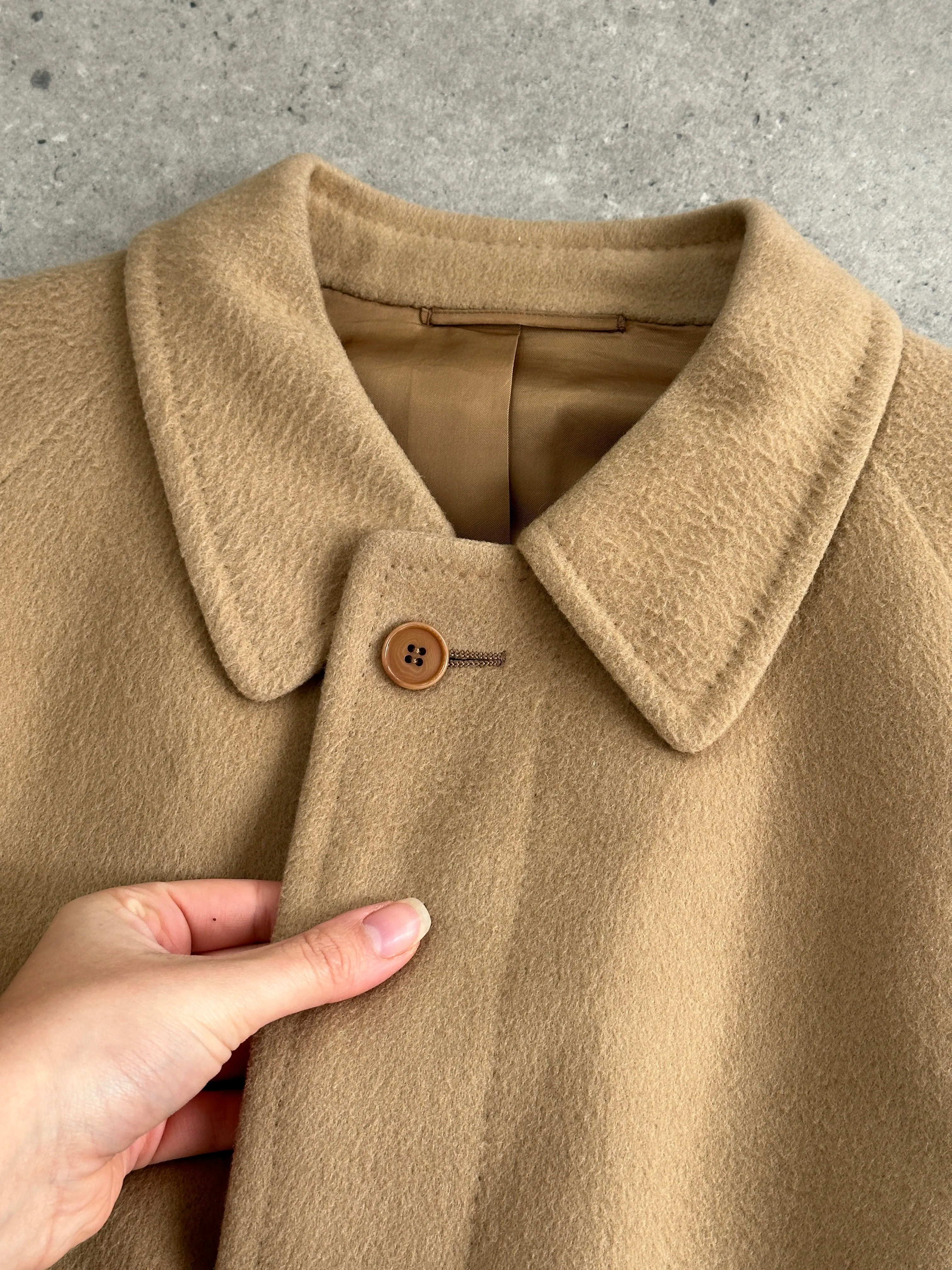 Italian Vintage Wool Cashmere Concealed Placket Belted Coat - XL/XXL