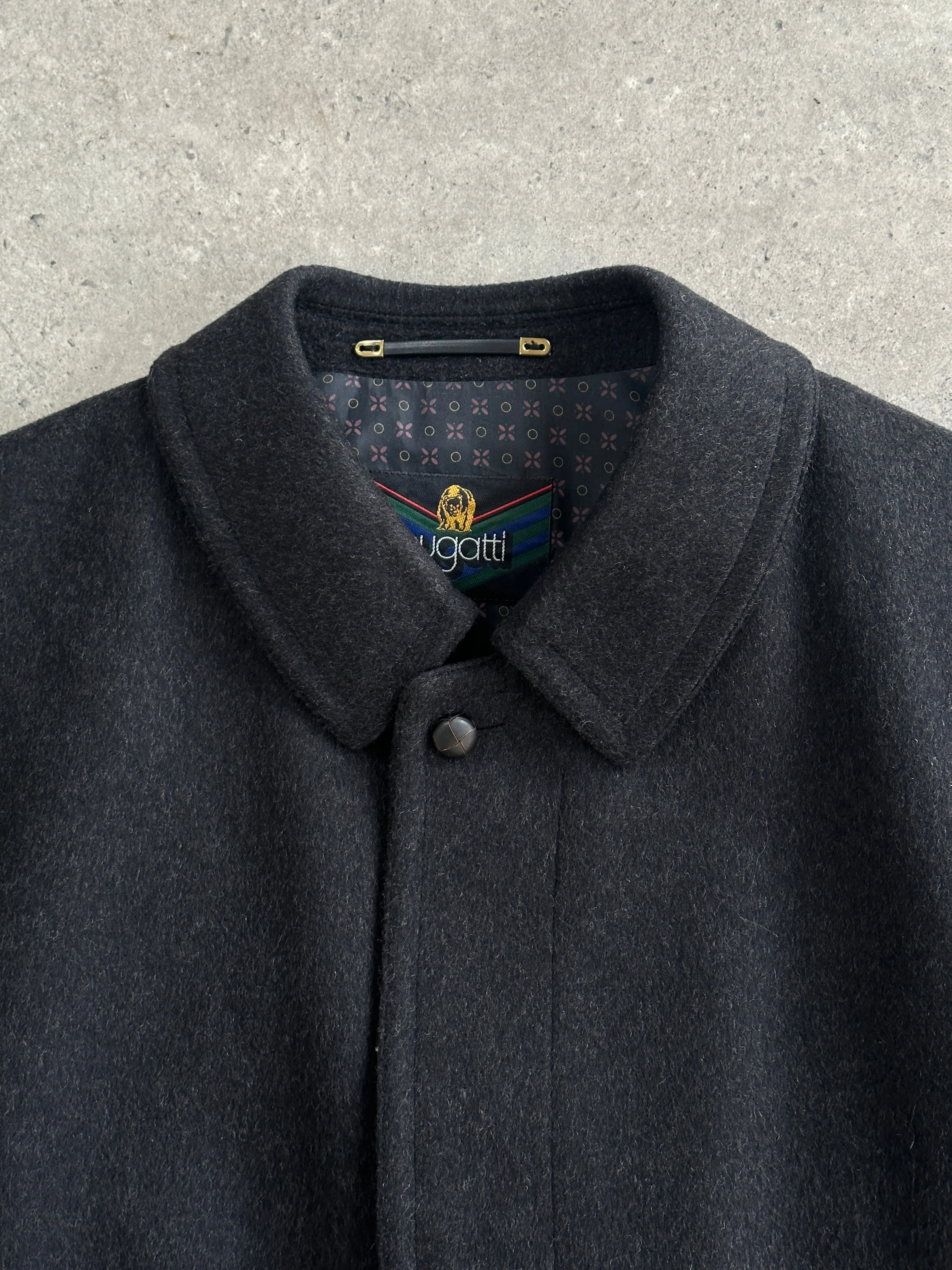 Italian Vintage Wool Single Breasted Concealed Placket Coat - XL/XXL