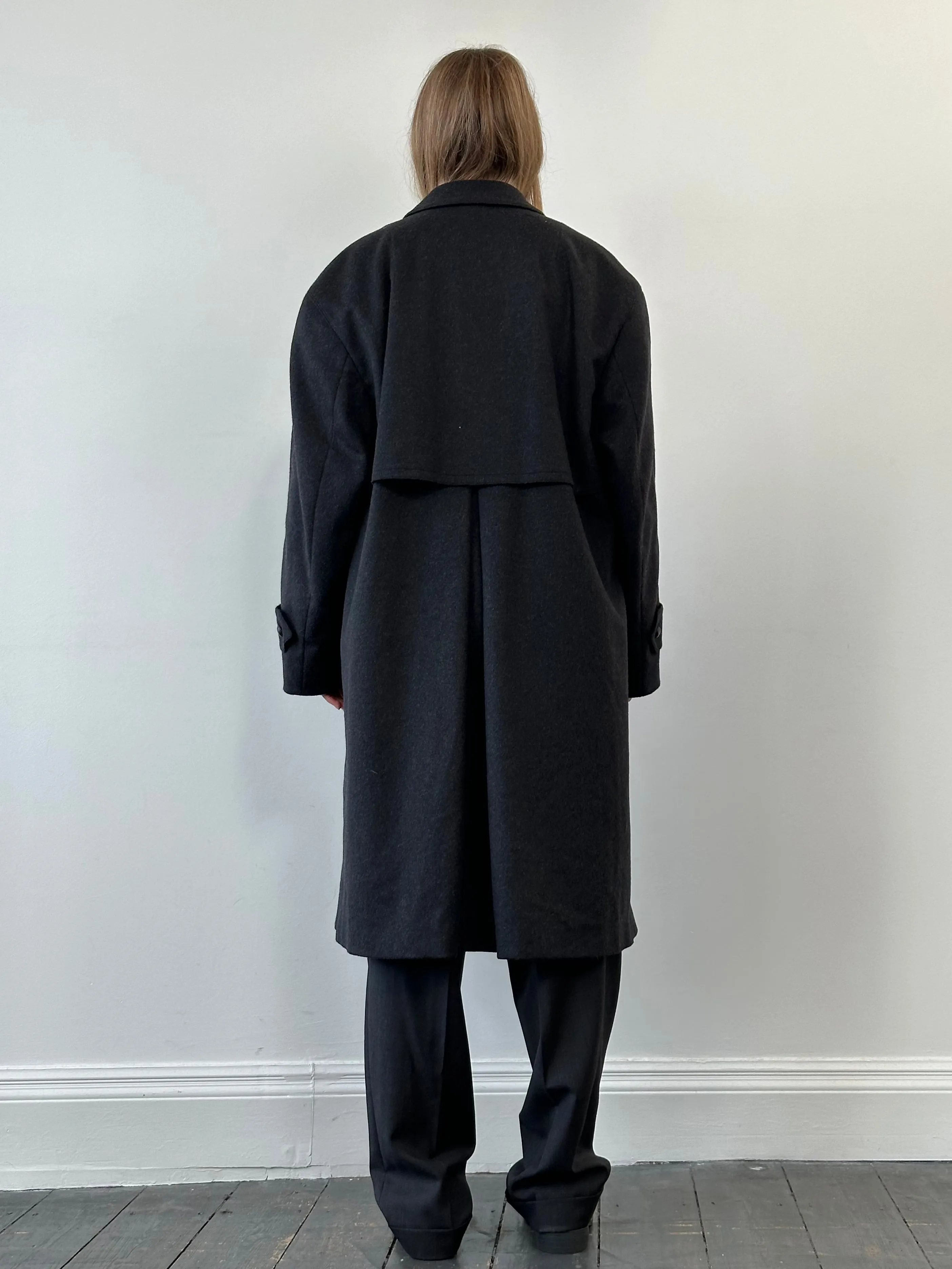 Italian Vintage Wool Single Breasted Concealed Placket Coat - XL/XXL