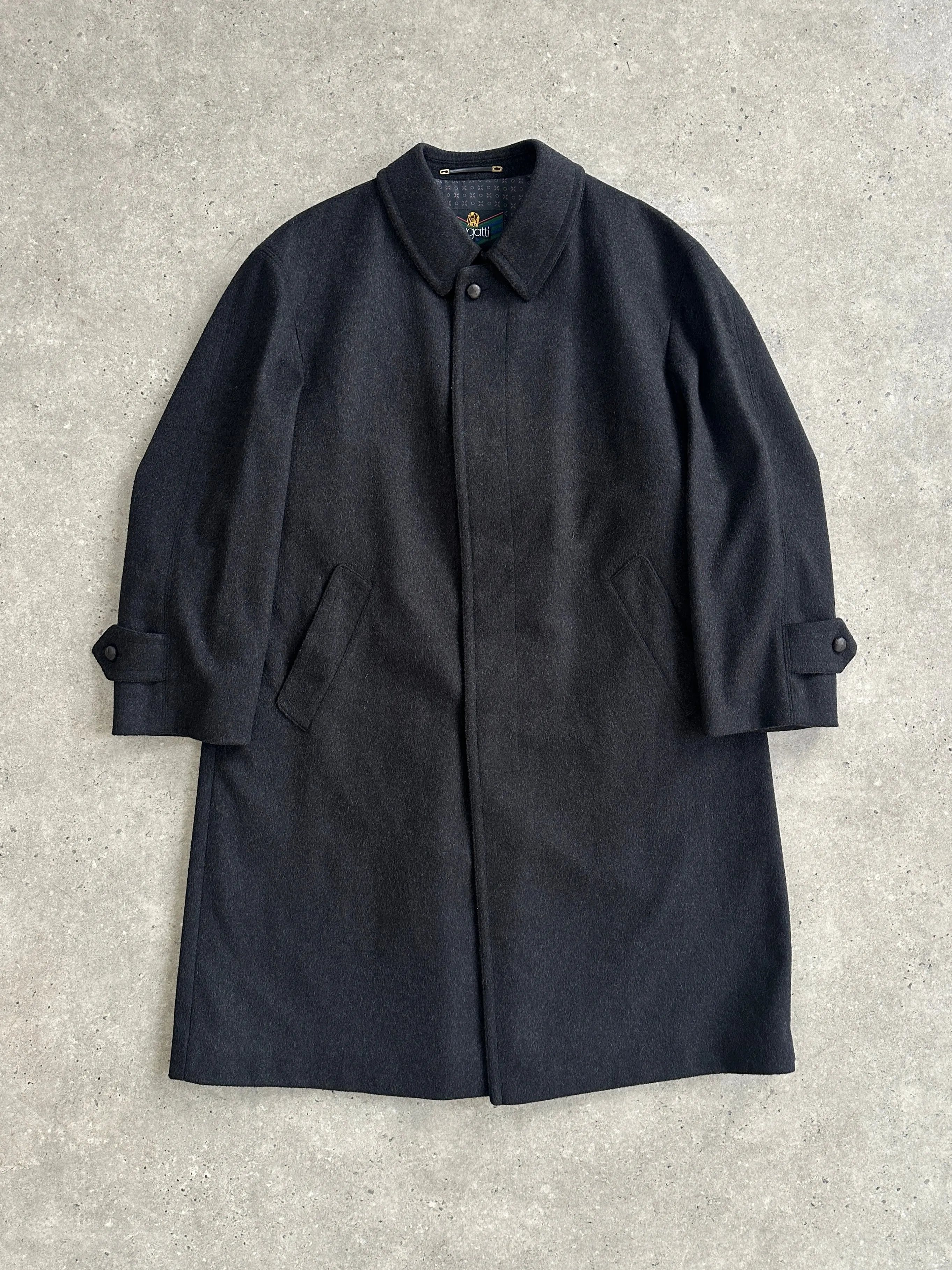Italian Vintage Wool Single Breasted Concealed Placket Coat - XL/XXL