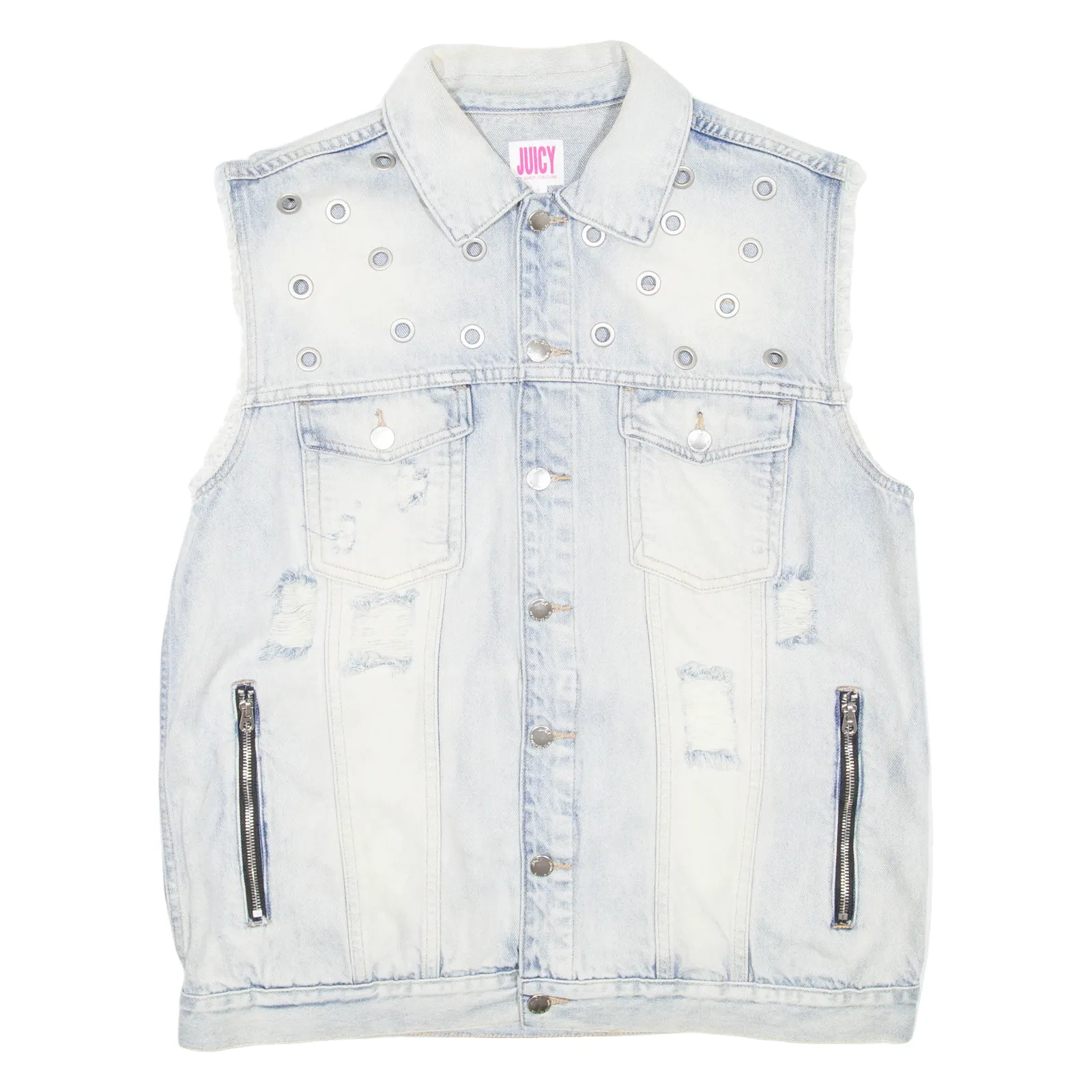 JUICY COUTURE Womens Denim Gilet Blue L
