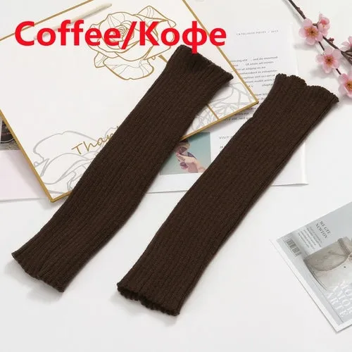 Lady Knee High Leg Warmer Sock Women Slim Punk Cool Knit Long Winter