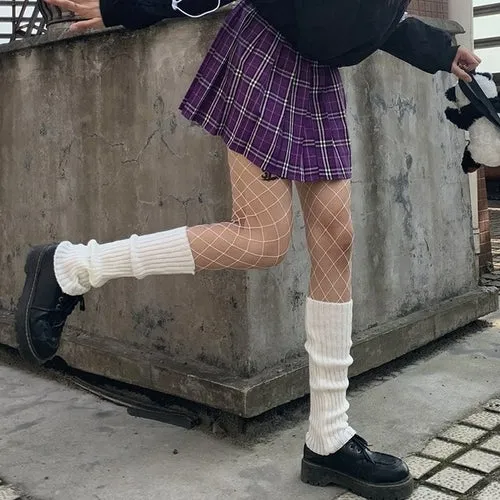 Lady Knee High Leg Warmer Sock Women Slim Punk Cool Knit Long Winter