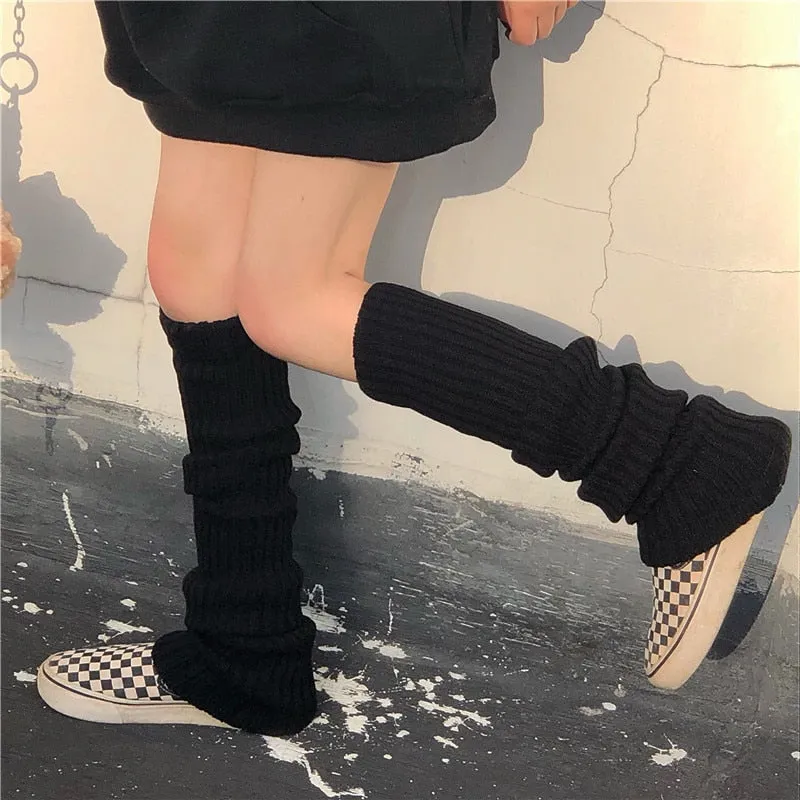 Lady Knee High Leg Warmer Sock Women Slim Punk Cool Knit Long Winter
