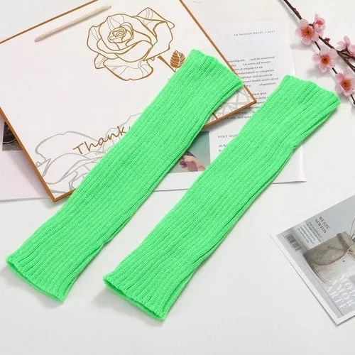Lady Knee High Leg Warmer Sock Women Slim Punk Cool Knit Long Winter