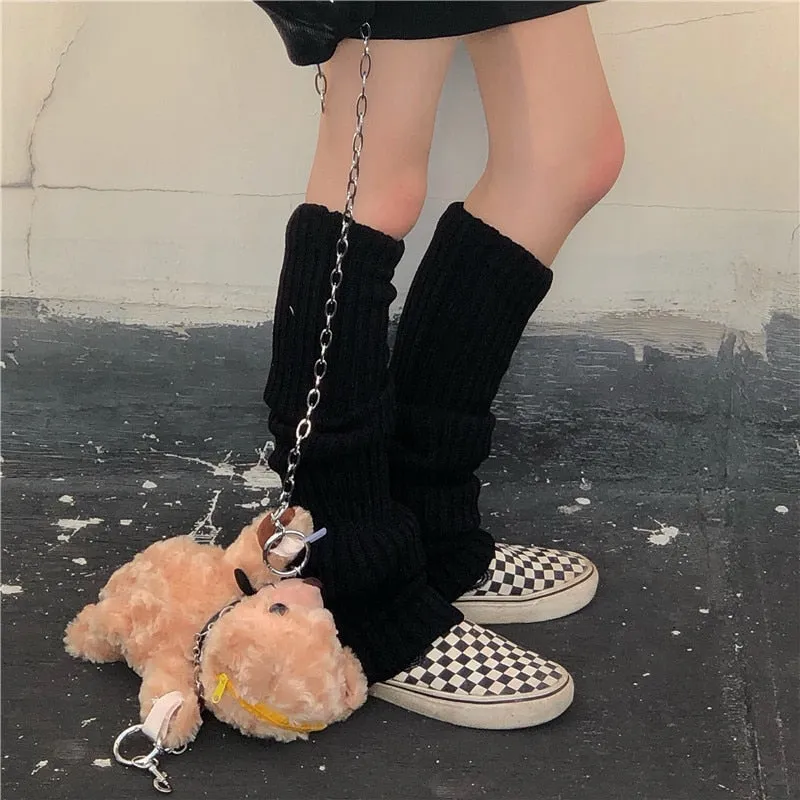 Lady Knee High Leg Warmer Sock Women Slim Punk Cool Knit Long Winter