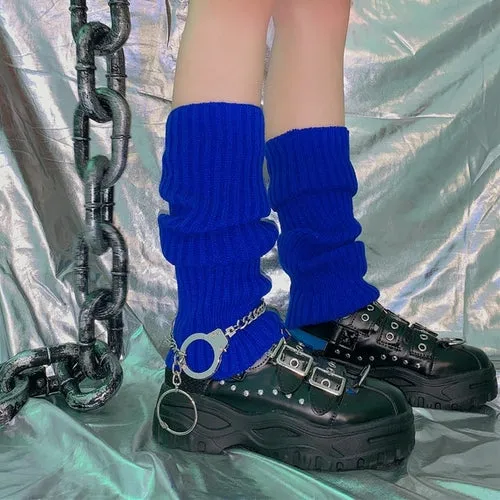 Lady Knee High Leg Warmer Sock Women Slim Punk Cool Knit Long Winter