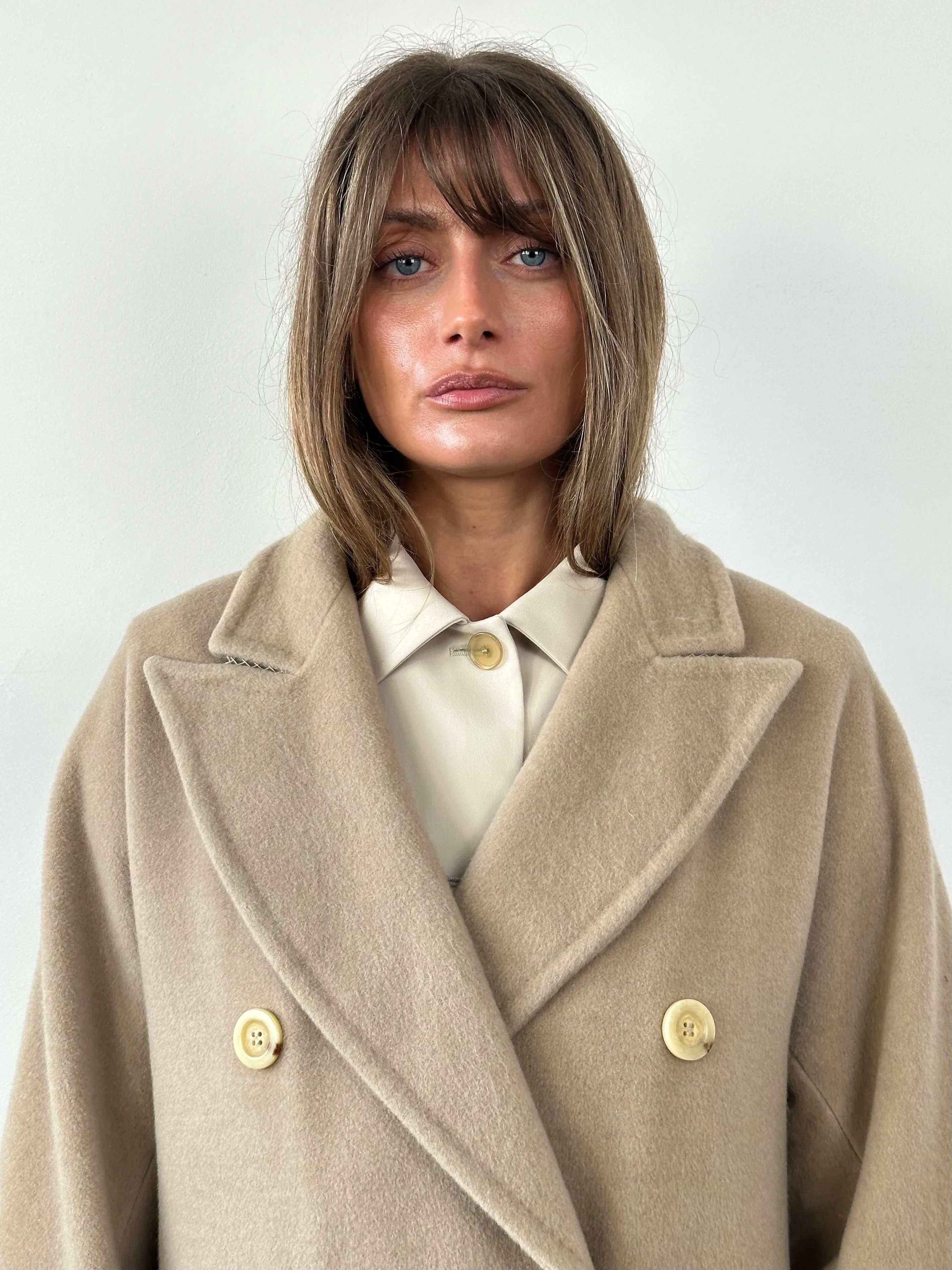 Max Mara Wool Cashmere Double Breasted Floor Length Coat - XL