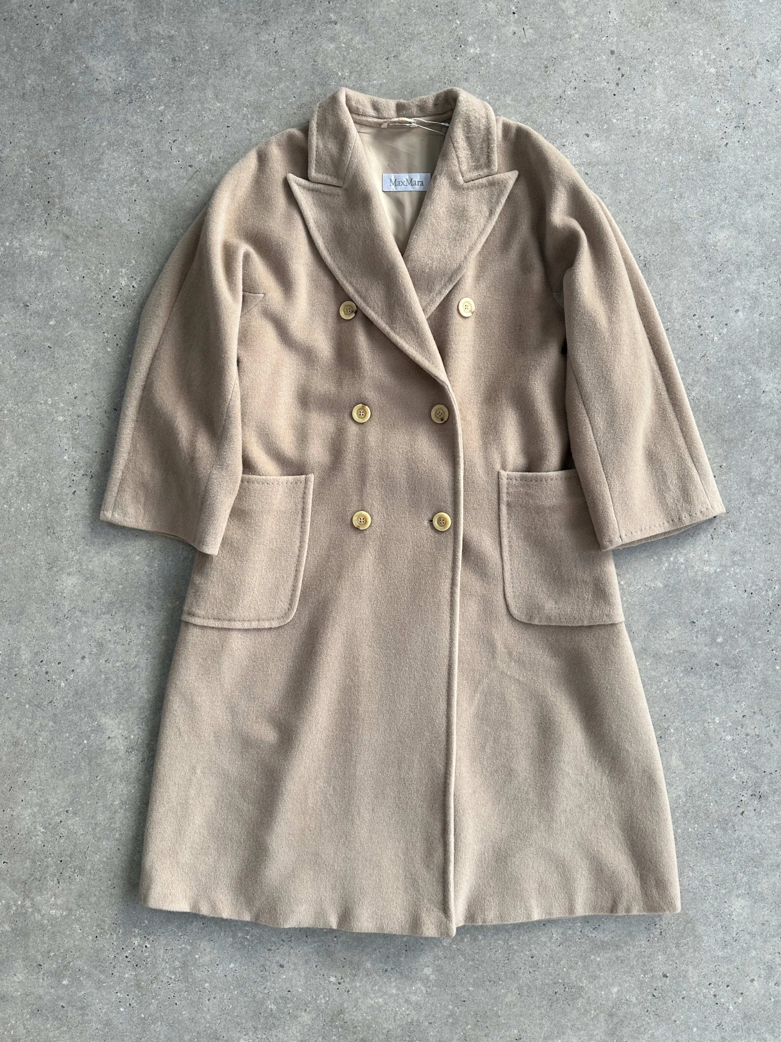 Max Mara Wool Cashmere Double Breasted Floor Length Coat - XL